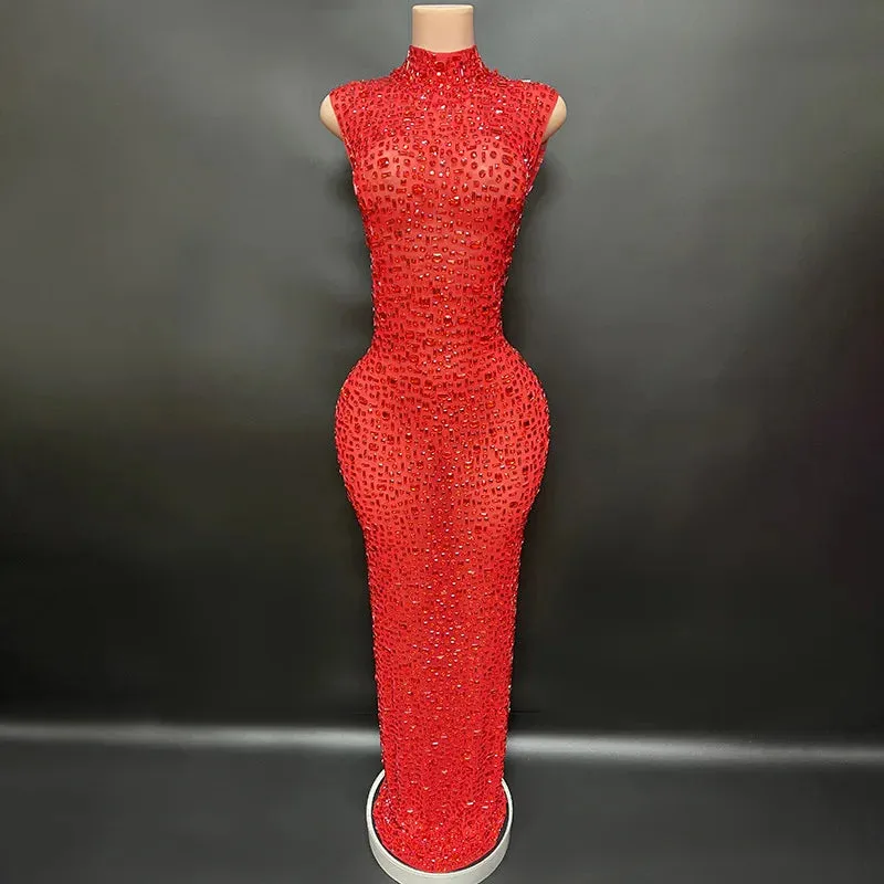 Elegant Crystal Embellished Party Dress