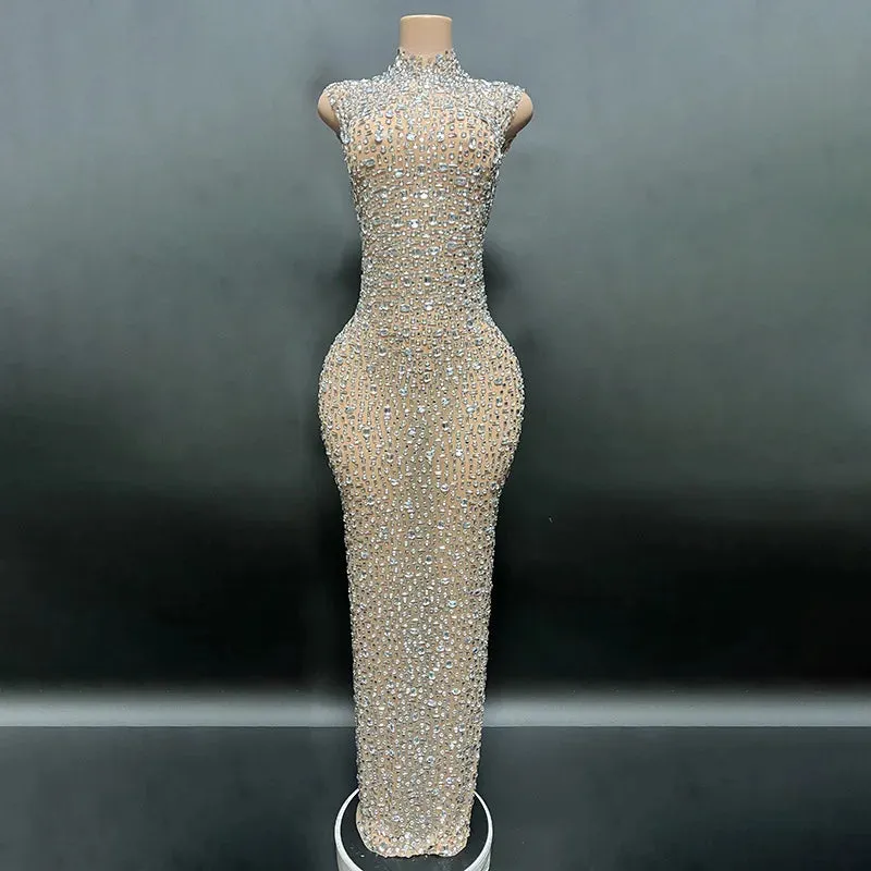 Elegant Crystal Embellished Party Dress
