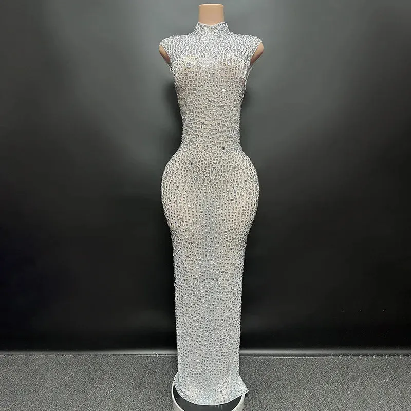 Elegant Crystal Embellished Party Dress