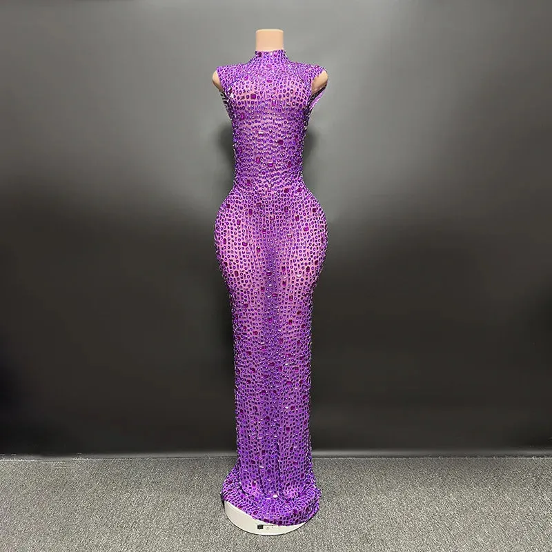 Elegant Crystal Embellished Party Dress
