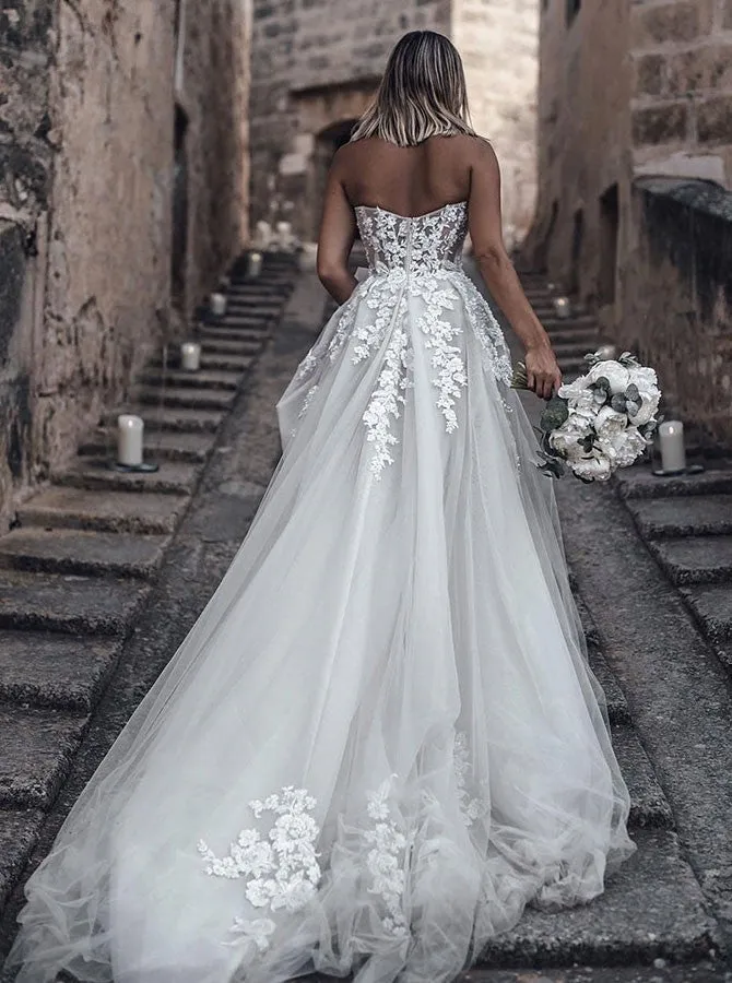 Elegant Princess A-Line Wedding Dresses with Lace