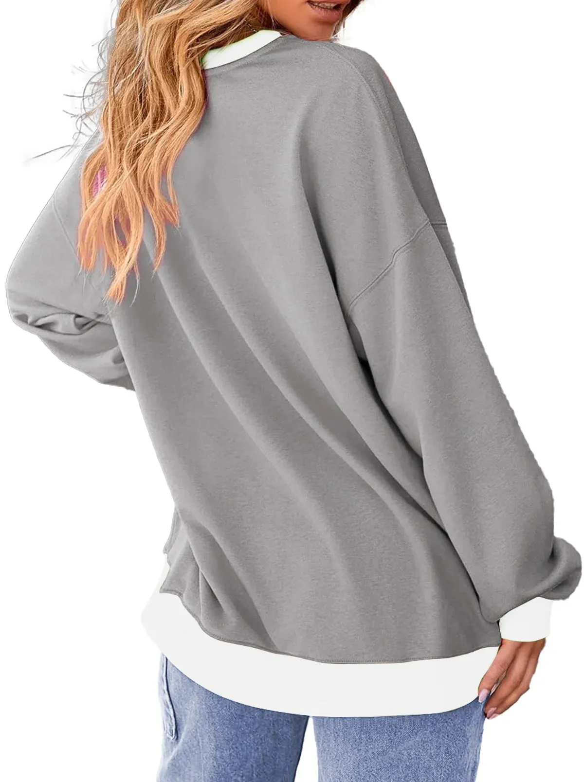 Fantaslook Color Block Sweatshirts for Women Crewneck Long Sleeve Oversized Pullover Tops Casual Fall Outfits