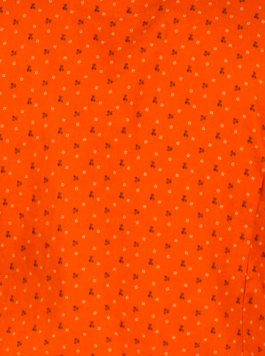 Flame Orange Printed Tailored Fit Casual Shirt | JadeBlue