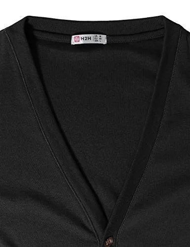 H2H Mens Button Down V Neck Cardigans BLACK US L/Asia XL (CMOCAL012)