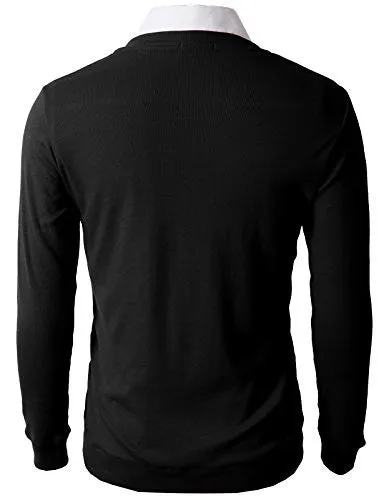 H2H Mens Button Down V Neck Cardigans BLACK US L/Asia XL (CMOCAL012)