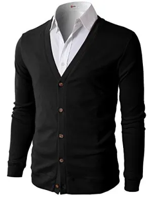 H2H Mens Button Down V Neck Cardigans BLACK US L/Asia XL (CMOCAL012)