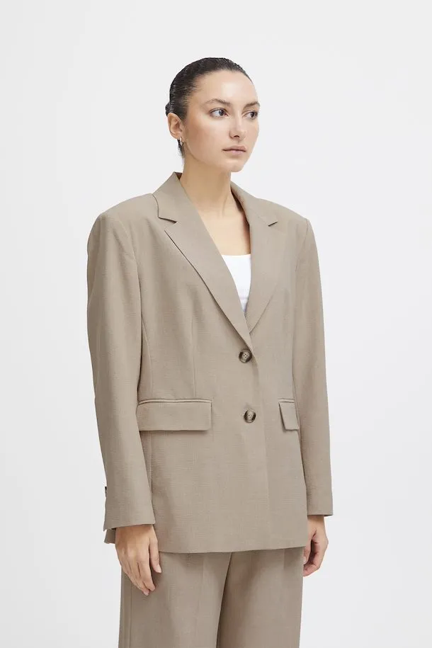 Ichi Blazer Jacket Tannie tan melange