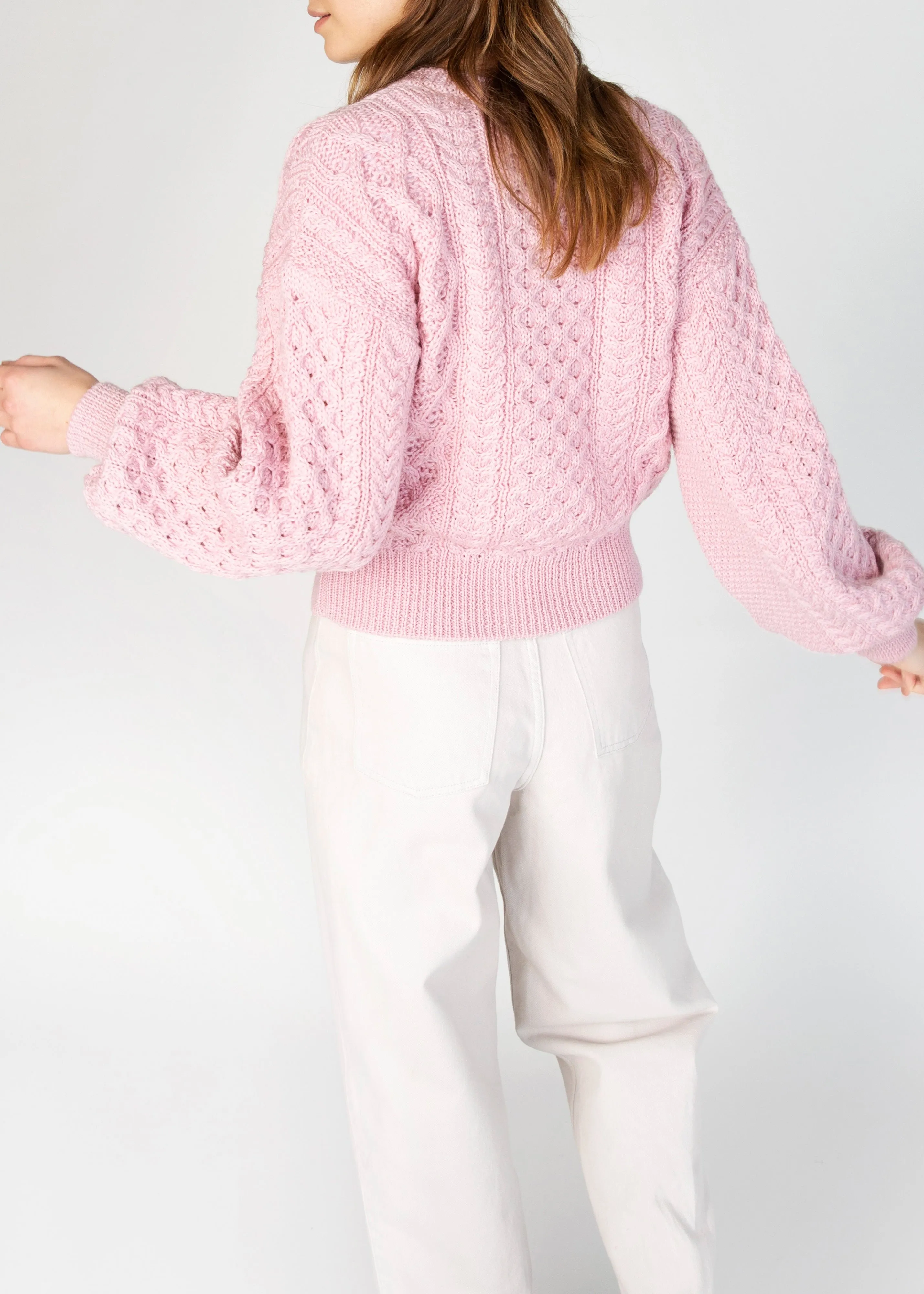 IrelandsEye Cropped Aran Cardigan | Pink
