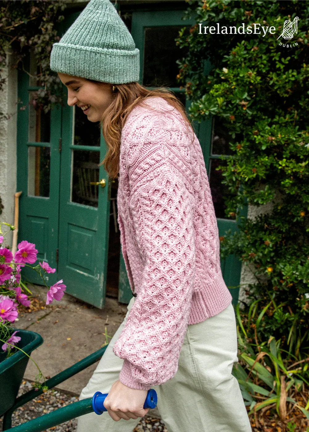 IrelandsEye Cropped Aran Cardigan | Pink