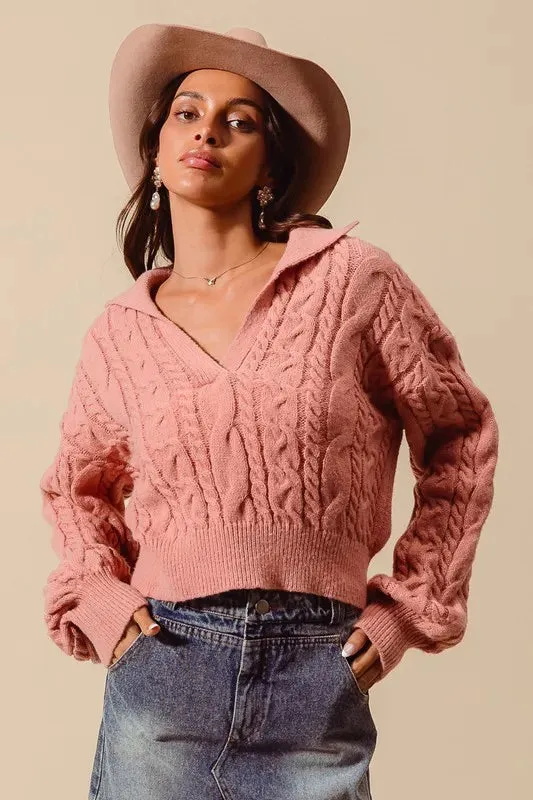 Ivanna Cable Knit Cropped Sweater