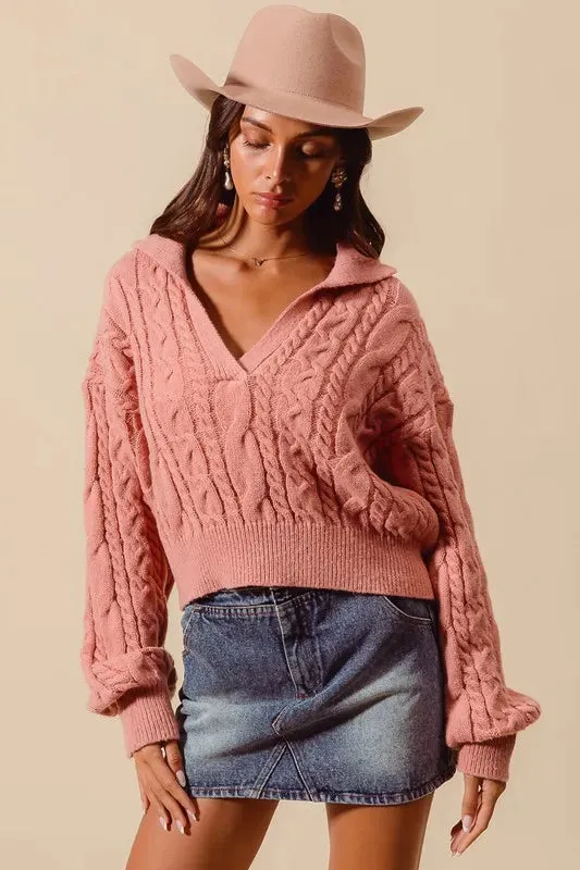 Ivanna Cable Knit Cropped Sweater