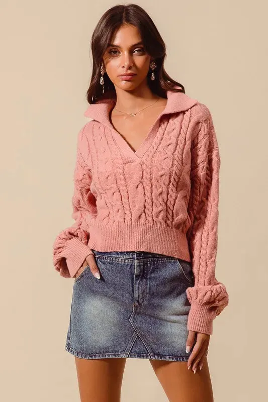 Ivanna Cable Knit Cropped Sweater