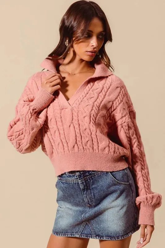Ivanna Cable Knit Cropped Sweater