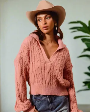 Ivanna Cable Knit Cropped Sweater
