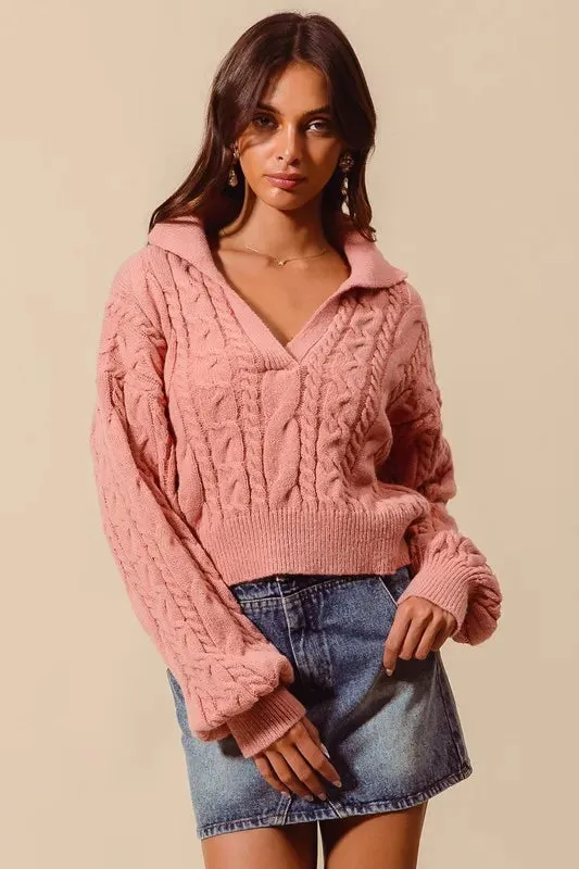 Ivanna Cable Knit Cropped Sweater