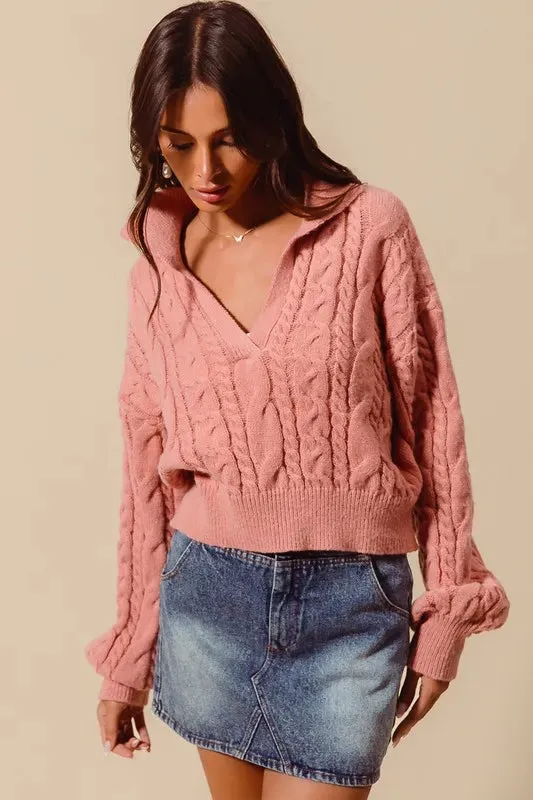 Ivanna Cable Knit Cropped Sweater