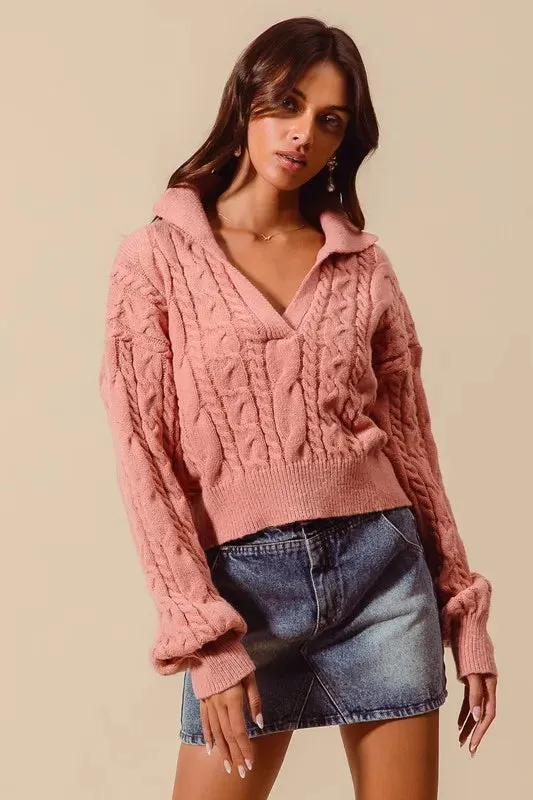 Ivanna Cable Knit Cropped Sweater