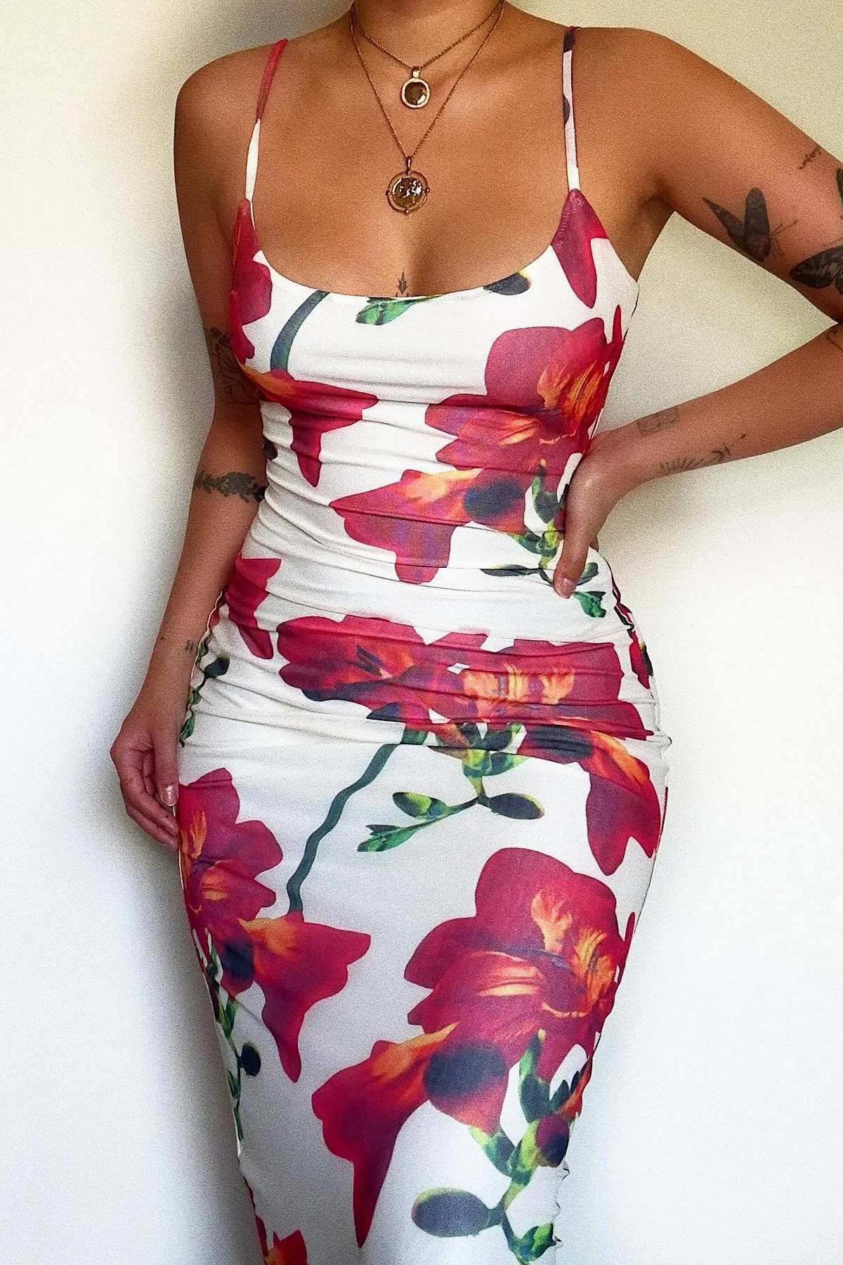 Kingsley Floral Midi Dress - White