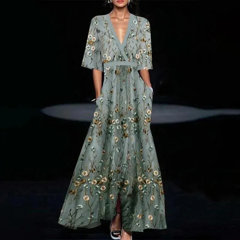 Lily | Elegant Maxi Dress with Floral Pattern