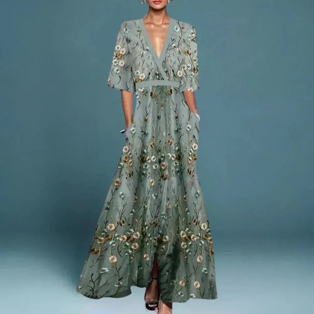 Lily | Elegant Maxi Dress with Floral Pattern