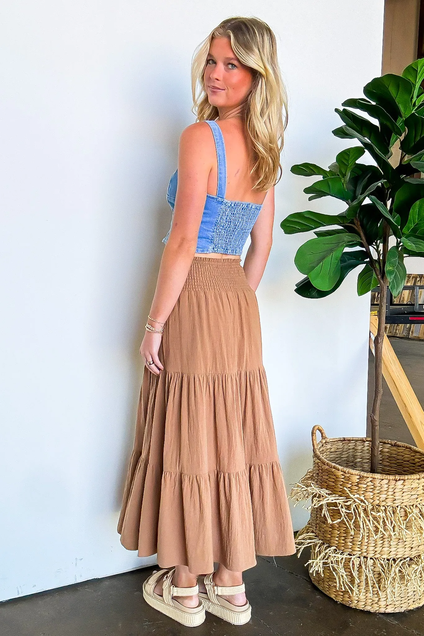 Luxe Drift Tiered Midi Skirt