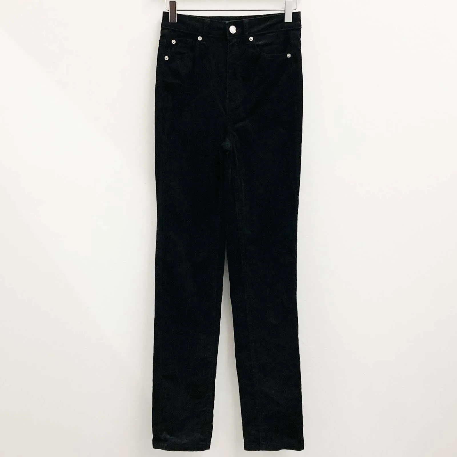 M&S Collection Black Soft Corduroy Straight Leg Trousers UK 6