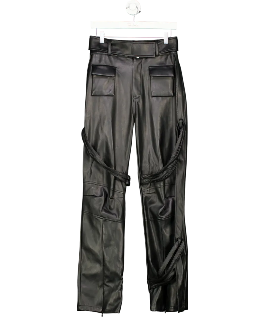 maniere de voir Vegan Leather Carpenter Cargo Trousers - Black UK 10