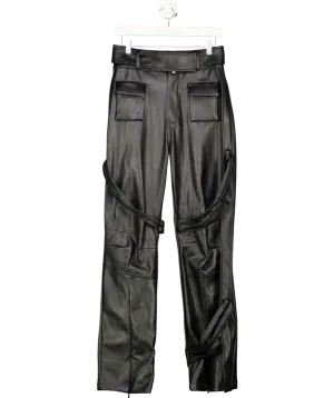 maniere de voir Vegan Leather Carpenter Cargo Trousers - Black UK 10
