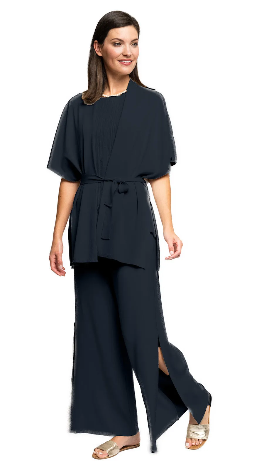 Melinda Belted Dropped Shoulder Cardigan - Dark Navy