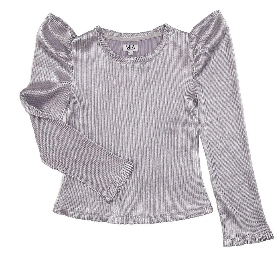 Mia New York - Puff Sleeve Top - Silver