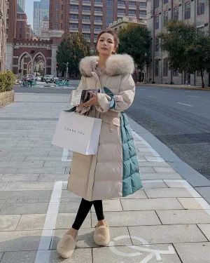 Mid-Length Loose Padded Fur Collar Winter Women's Coat