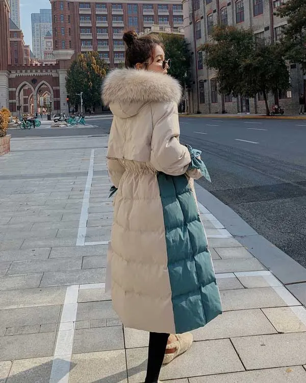 Mid-Length Loose Padded Fur Collar Winter Women's Coat