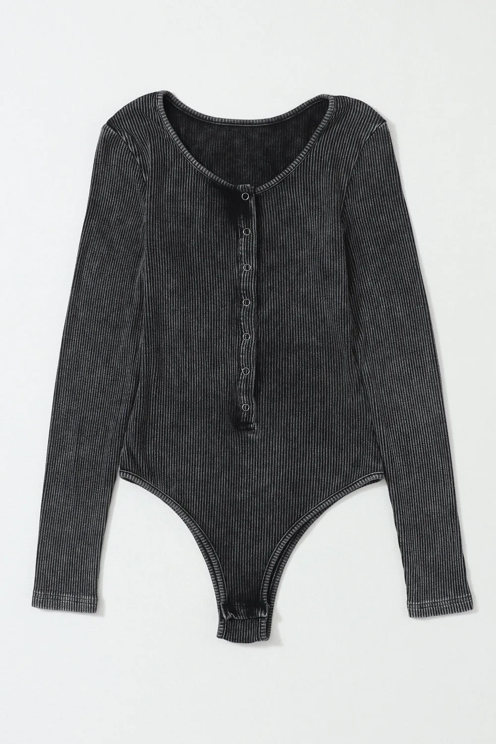 Mineral Wash Ribbed Long Sleeve Bodysuit