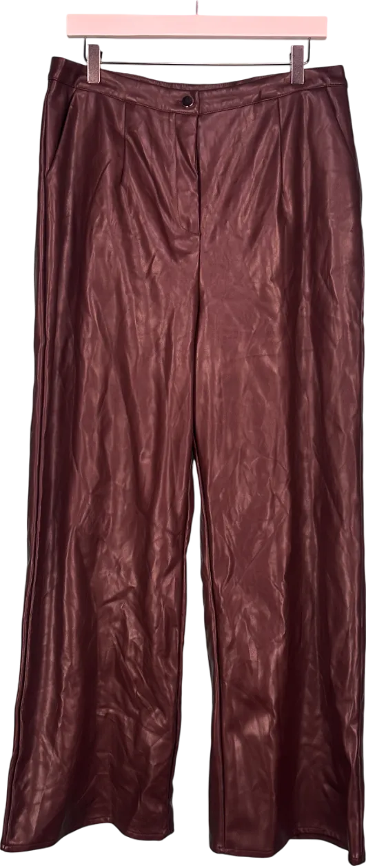 Missguided Brown Straight Leg Faux Leather Trousers UK 18