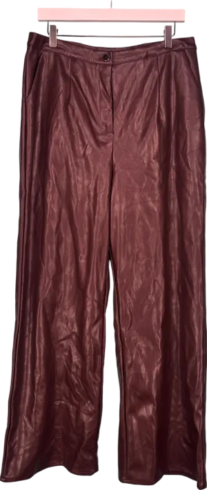 Missguided Brown Straight Leg Faux Leather Trousers UK 18