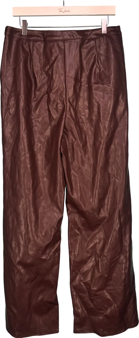 Missguided Brown Straight Leg Faux Leather Trousers UK 18