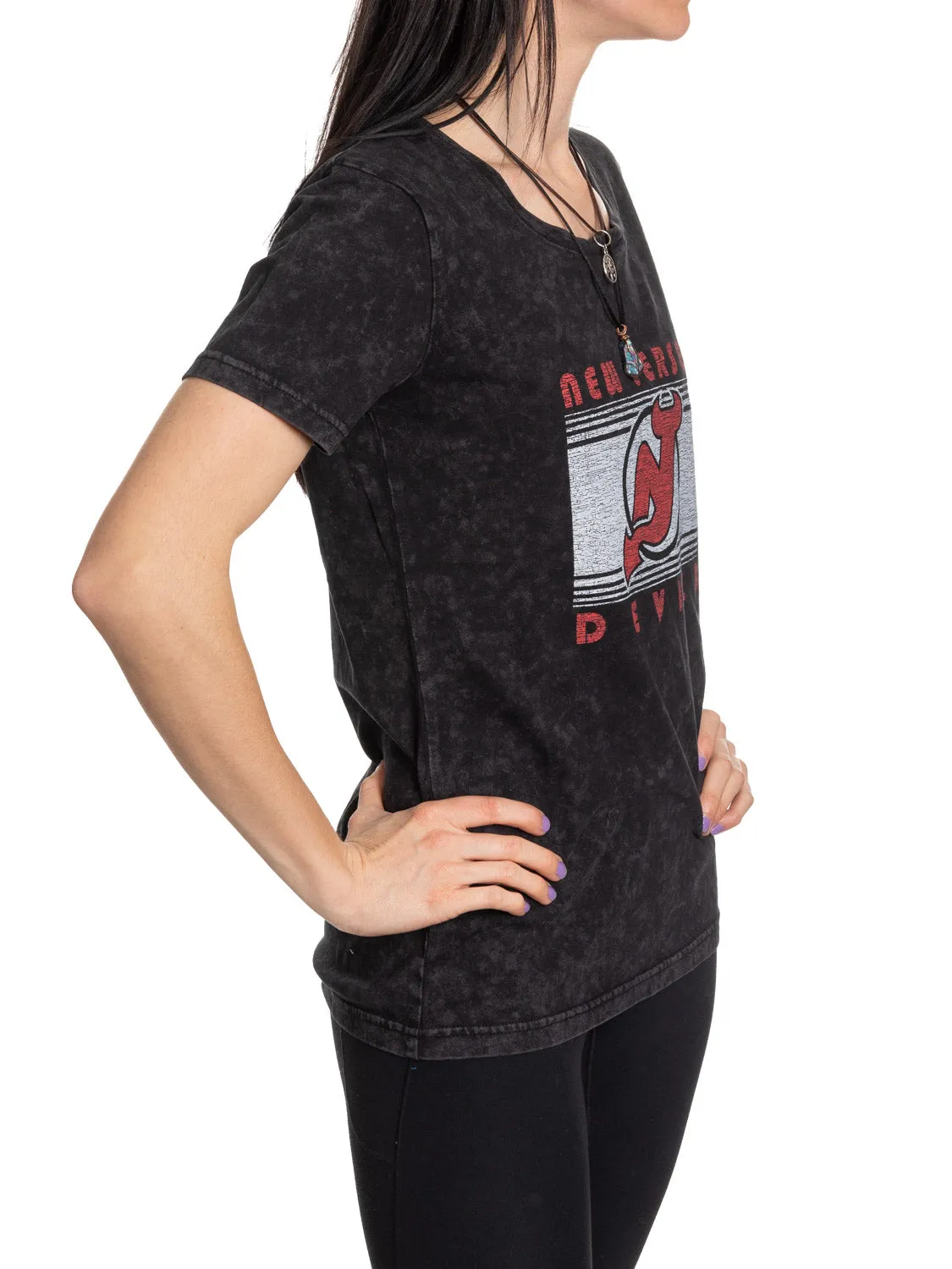 New Jersey Devils Women's Acid Wash T-Shirt