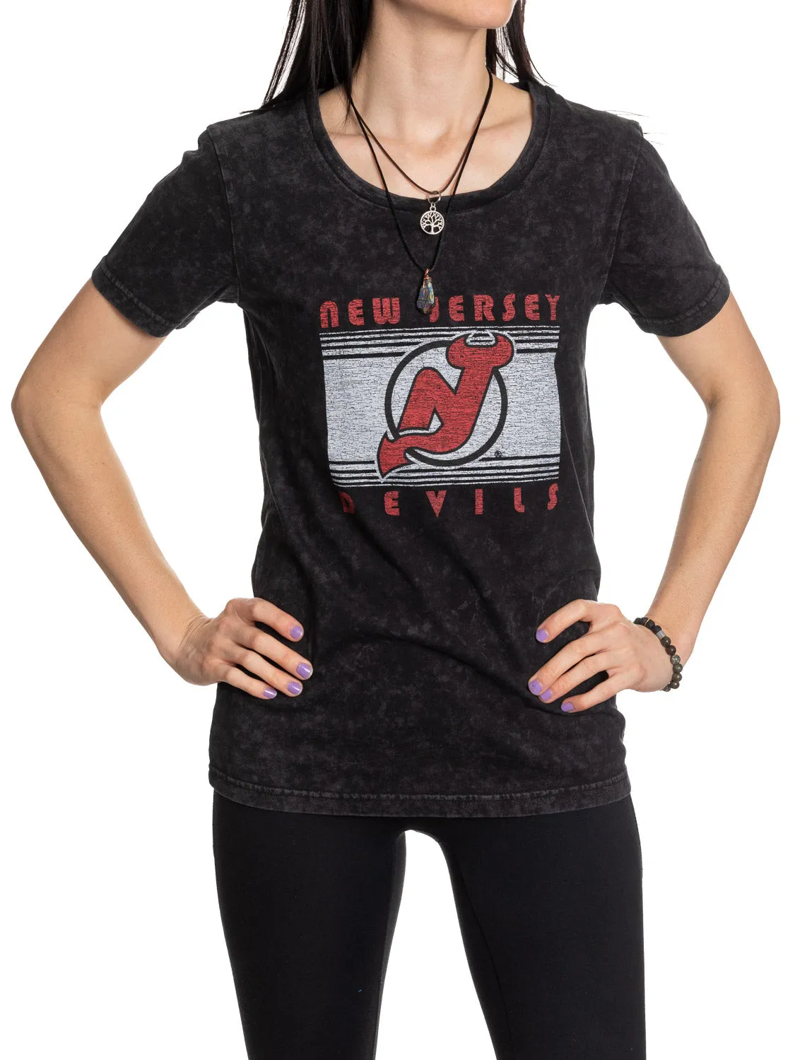 New Jersey Devils Women's Acid Wash T-Shirt