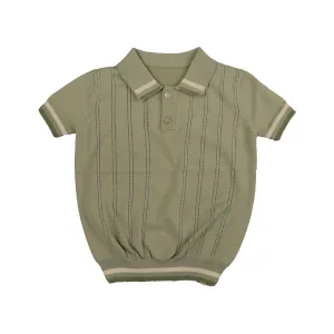 Noma Sage Stripe Detail Textured Polo Knit (NKN758)
