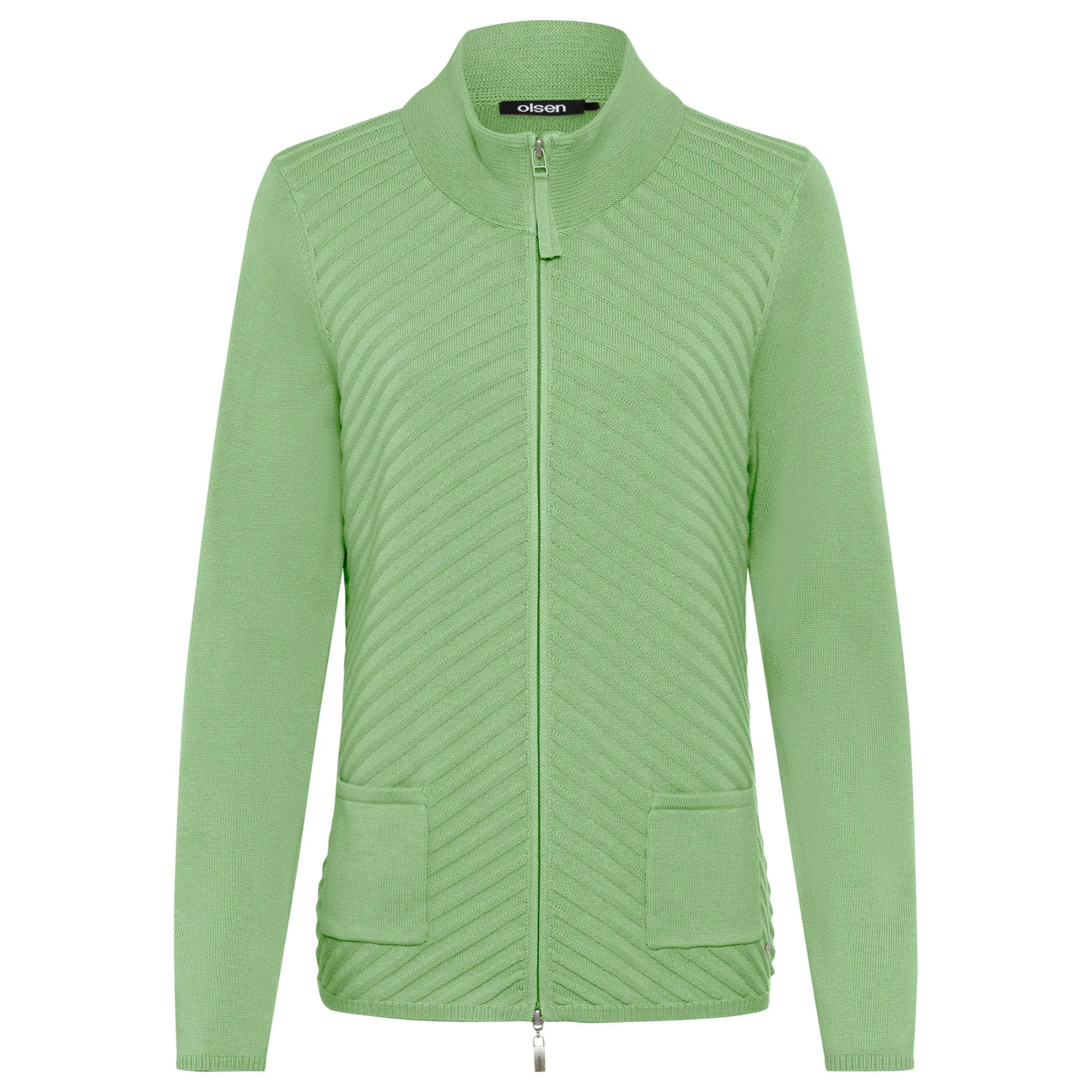 Olsen Jacket with zip and stand-up collar in Eva fit in Green