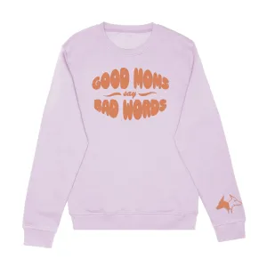 Orange on Lilac Good Moms Say Bad Words Crewneck