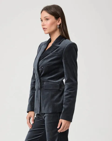 Paige Malbec Blazer Velvet in Calico Blue