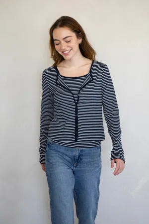 Paula Tank   Sweater Set Navy   Ivory