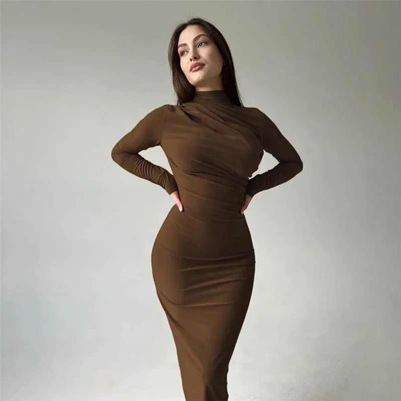 #PB Elegant Ruched Long Bodycon Dress