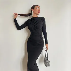 #PB Elegant Ruched Long Bodycon Dress
