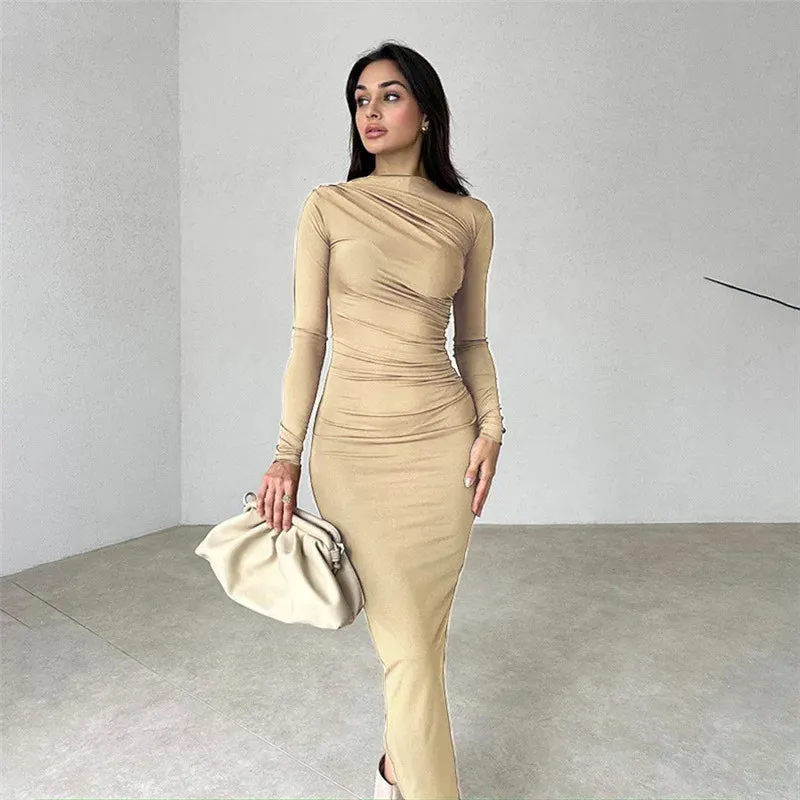 #PB Elegant Ruched Long Bodycon Dress