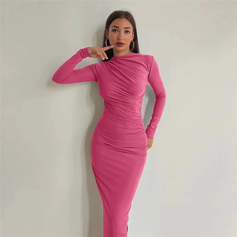 #PB Elegant Ruched Long Bodycon Dress