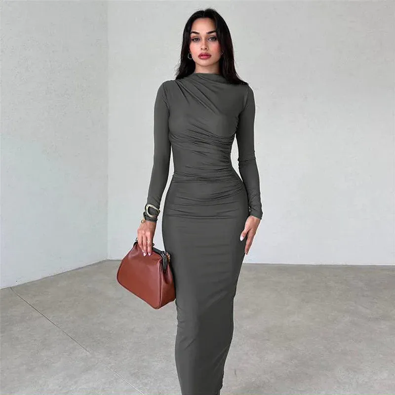 #PB Elegant Ruched Long Bodycon Dress