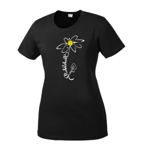 Pickleball Flower (White Yellow) | Women’s Short Sleeve Crewneck Pickleball Shirts | 100% Polyester