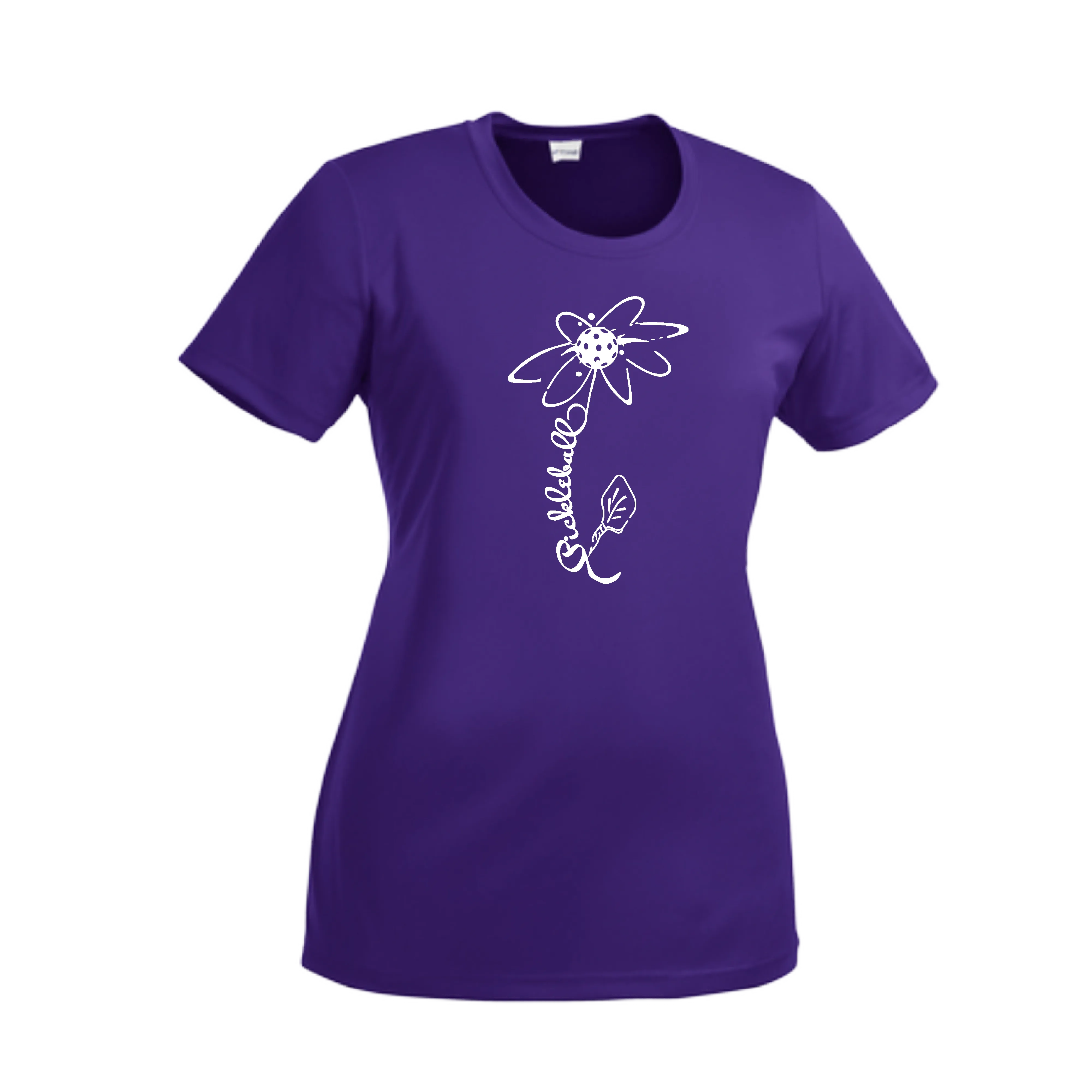 Pickleball Flower (White Yellow) | Women’s Short Sleeve Crewneck Pickleball Shirts | 100% Polyester